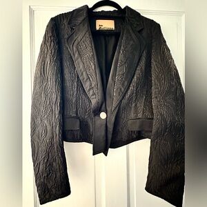 John Galliano Cropped Silk Brocade Blazer Sz 6